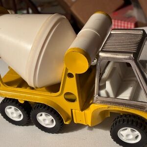 Yellow and White Toy Mixer Truck
